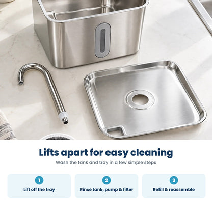 Purrmeter lifts apart for easy cleaning